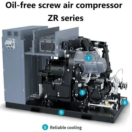 Atlas Copco Oil-Free Rotary Screw Air Compressor Zr700 Air Cooler Water Cooler high quality